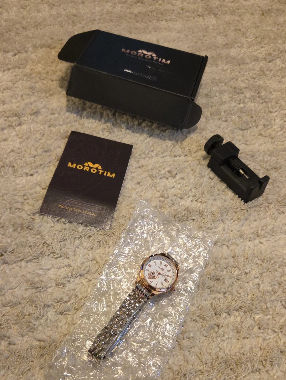 Two-Tone Silver and Rose Gold Women's Bracelet Watch